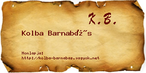 Kolba Barnabás névjegykártya