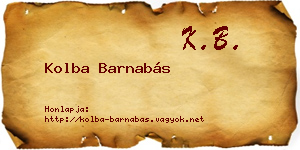 Kolba Barnabás névjegykártya